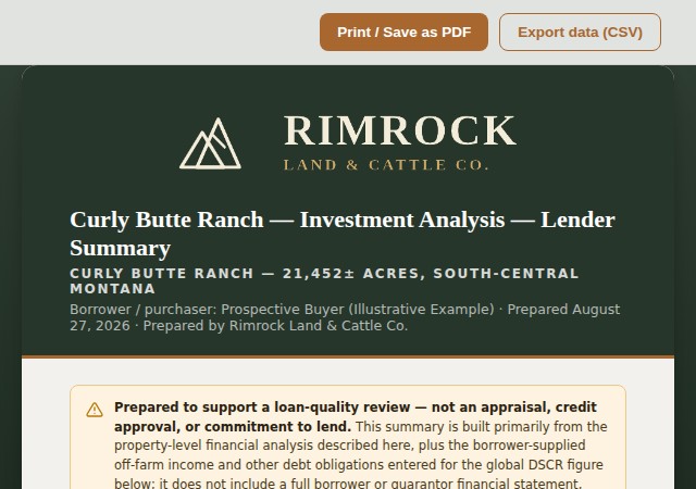 Lender summary report preview